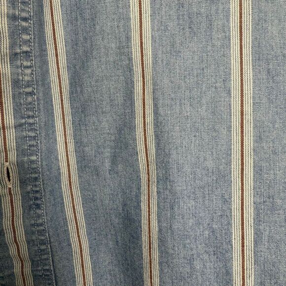 Vtg Ralph Lauren Chaps Lt Denim Blue & Red Striped Button Up Shirt SzXL Slouchy - Picture 5 of 14